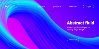 Açılış sayfası şablonu soyut sıvı şekillerle.