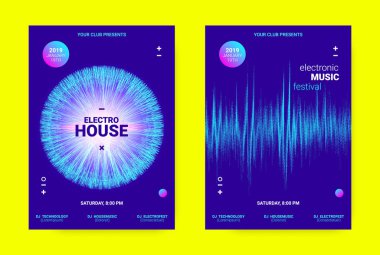 Wave müzik Poster konsepti. Elektronik ses el ilanı.