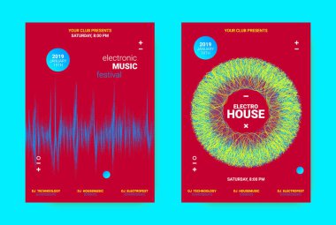 Wave müzik Poster konsepti. Elektronik ses el ilanı.
