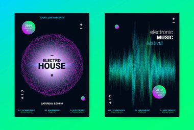 Wave müzik Poster konsepti. Elektronik ses el ilanı.