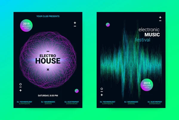 Wave müzik Poster konsepti. Elektronik ses el ilanı.