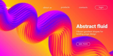 Açılış sayfası şablonu soyut sıvı şekillerle.