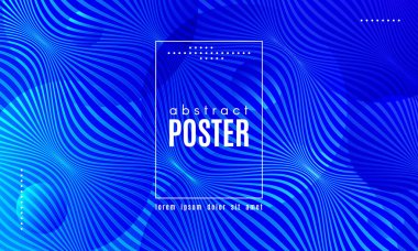 Mavi sıvı şekiller. Soyut Poster dalga çizgili bozulma ile. Vektör degrade arka plan sıvı hareketi ile. 3D ve hafif etkisi. En az şablon Web sayfası için. Mavi sıvı kompozisyonu.