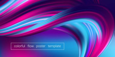 Renkli fırça darbeleriyle soyut dalga Poster.