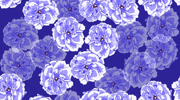 Blaue Rosen nahtlos elegantes Muster. — Stockvektor