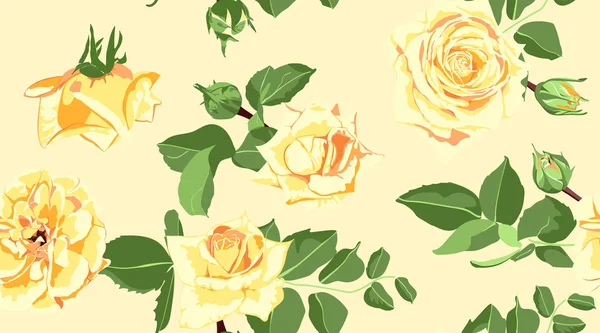 Fondo floral sin costuras con rosas de acuarela . — Vector de stock