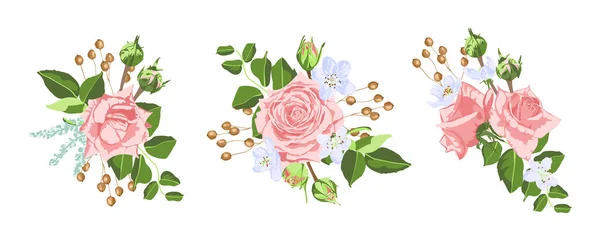 Vintage rozen bloemen boeket voor bruiloft. — Stockvector