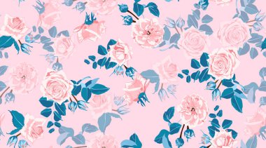 Pastel renklerde çiçek gül deseni.