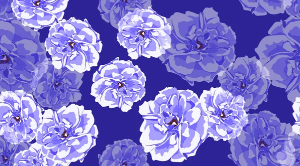 Blue Roses Seamless Elegant Pattern. — Stock Vector