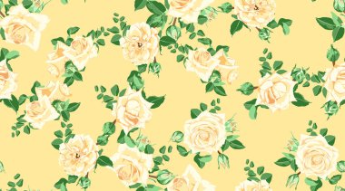 Vintage Güllü çiçek seamless modeli.