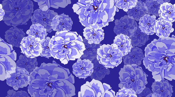 Blå rosor sömlös Elegant mönster. — Stock vektor