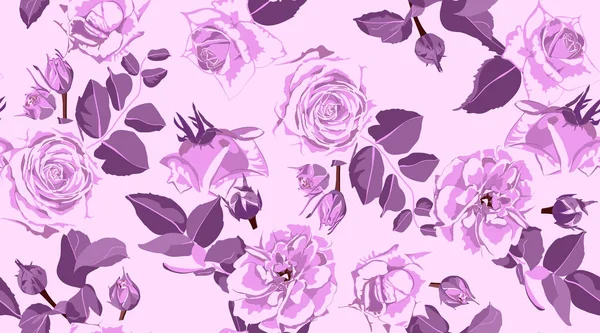 Motif rose sans couture, fond floral rustique . — Image vectorielle