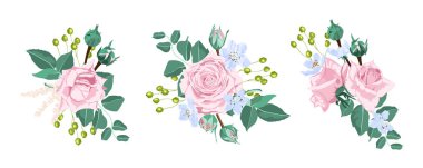 Güllü buket düğün çiçek kümesi.