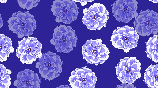 Blue Roses Seamless Elegant Pattern. — Stock Vector