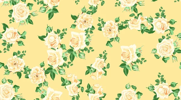 Florales nahtloses Muster mit Vintage-Rosen. — Stockvektor