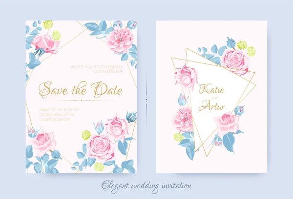 Γάμος κάρτες με Floral σύνθεση. — Διανυσματικό Αρχείο