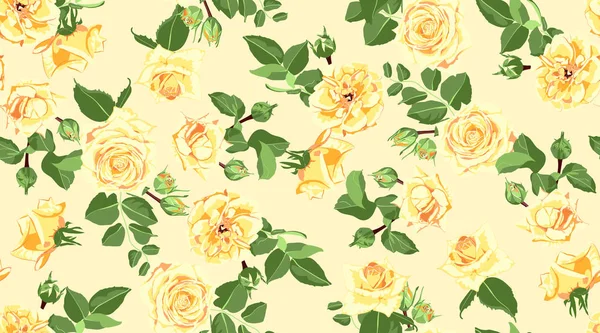 Fondo floral sin costuras con rosas de acuarela . — Vector de stock