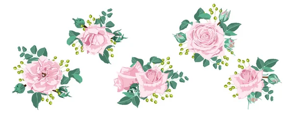Blumen mit Rosen Hochzeitsstrauß. — Stockvektor
