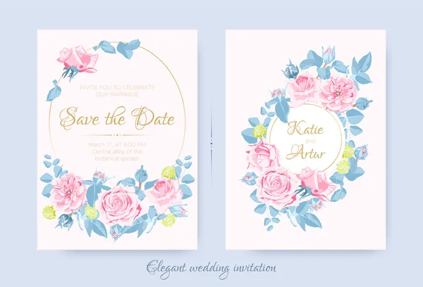 Cartões de casamento com composição floral . — Vetor de Stock
