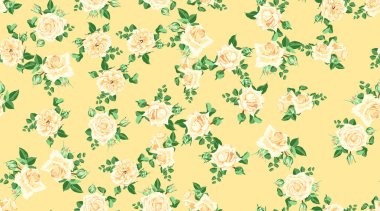 Vintage Güllü çiçek seamless modeli.