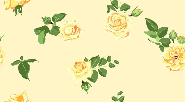 Бесшовный цветочный фон с акварельными розами . — стоковый вектор