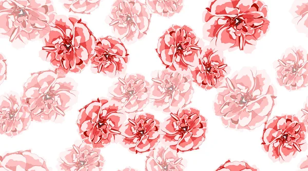 シームレスな花柄、赤ヴィンテージ バラ. — ストックベクタ