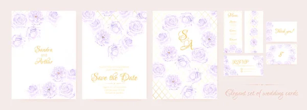 Wedding Invitation Floral Collection. — Stock Vector