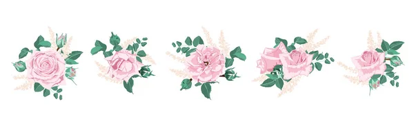 Blumen mit Rosen Hochzeitsstrauß. — Stockvektor