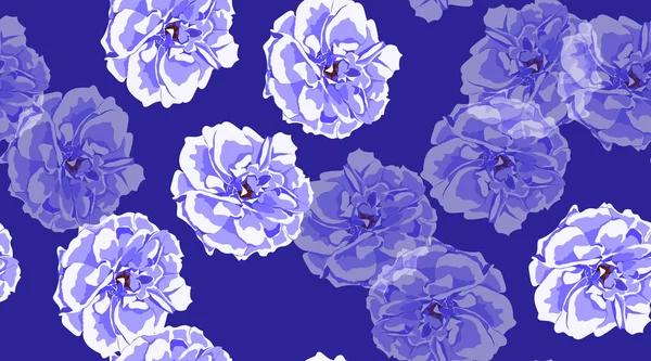 Roses bleues Modèle élégant sans couture . — Image vectorielle