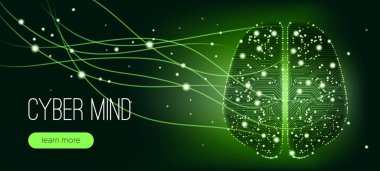 Teknoloji illüstrasyon Cyber zihin kavramı ile.