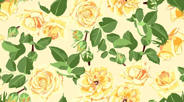 Fondo floral sin costuras con rosas de acuarela . — Vector de stock