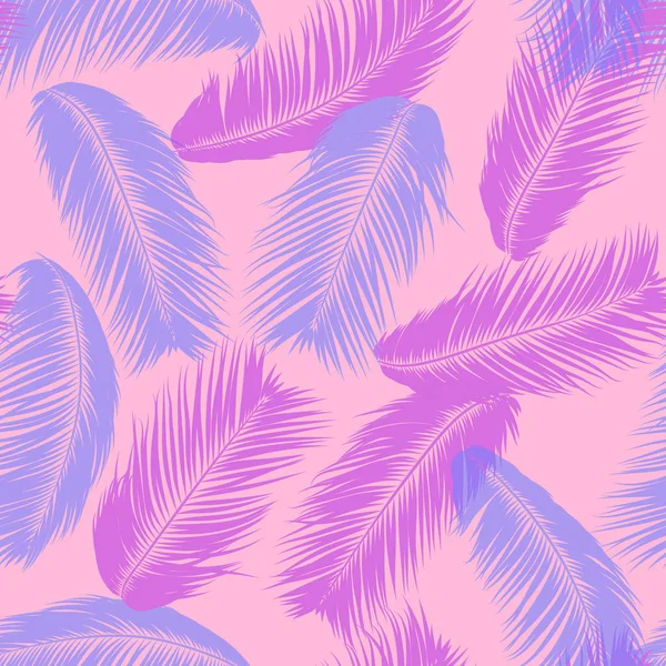 Vector Coconut Tree. Tropical Seamless Pattern with Palm Leaf. Exotic Jungle Plants Abstract Background. Simple Silhouette of Tropic Leaves. Trendy Coconut Tree Branches for Textile, Fabric, Wallpaper — Stock Vector