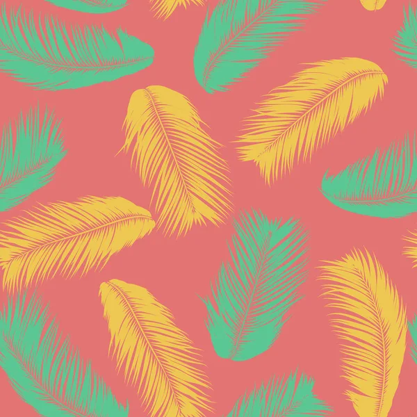 Vecteur cocotier. Modèle tropical sans couture avec feuille de palmier. Exotic Jungle Plants Résumé Contexte. Silhouette simple de feuilles tropicales. Branches à la mode de cocotier pour textile, tissu, papier peint — Image vectorielle