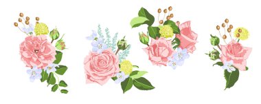 Vintage gül çiçek buket düğün için.