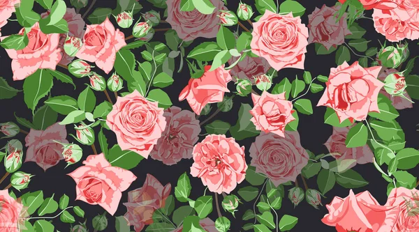 Růže bezešvé vzor ve stylu Vintage. — Stockový vektor