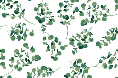 Elle çizilmiş okaliptüs Seamless modeli. Antika arka plan güzel vektör okaliptüs Palm Fern, yeşil yaprakları, tropikal bitki örtüsü ile. Okaliptüs Seamless modeli düğün tasarım, tekstil, baskı için.