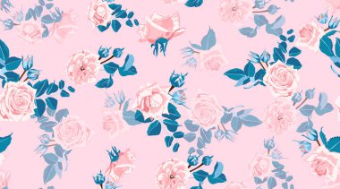 Pastel renklerde çiçek gül deseni.
