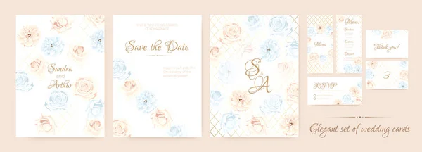 Floral Wedding Invite in Pastel Colors. — Stock Vector