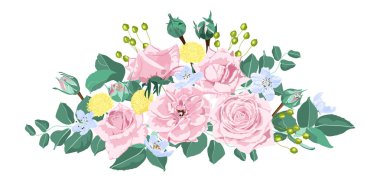 Güllü buket düğün çiçek kümesi.