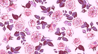 Dikişsiz gül desen, rustik çiçek arka plan.