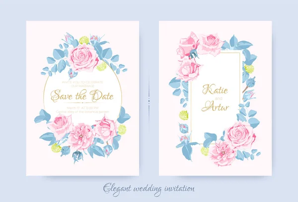 Весільні листівки з квітковою композицією . — стоковий вектор