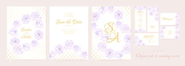 Wedding Invitation Floral Collection. — Stock Vector