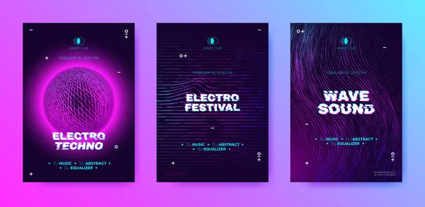 Carteles abstractos para eventos de sonido electrónico . — Archivo Imágenes Vectoriales