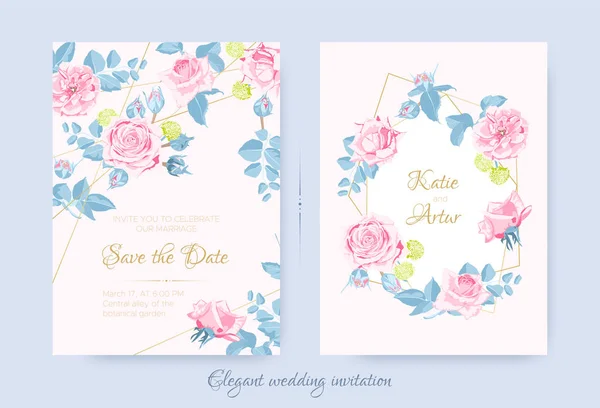 Cartões de casamento com composição floral . — Vetor de Stock