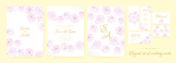 Convite de casamento Floral Collection . — Vetor de Stock