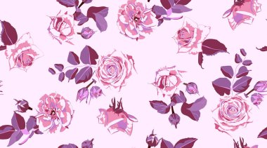 Dikişsiz gül desen, rustik çiçek arka plan.