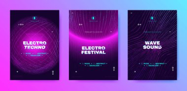 Elektronik ses olayı için soyut posterler.