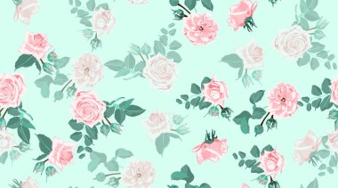 Vintage gül, sorunsuz çiçek desenli.