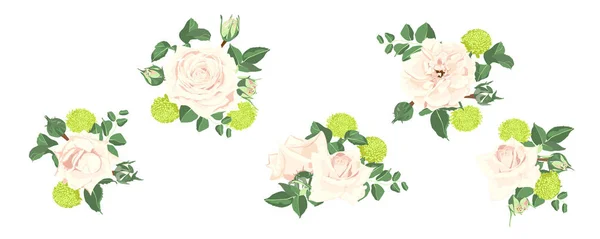 Vector Flowers Bouquet, Wedding Floral Set. — Stock Vector