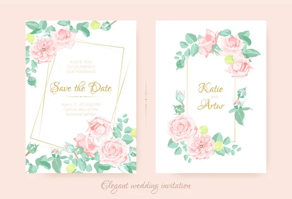 Ramo de flores vectoriales, Tarjetas de boda vintage . — Vector de stock